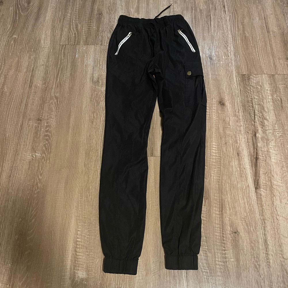 Mens Jogger Pants Size XXS Black Polyester Utility Cargo Casual Fall Sweatpants